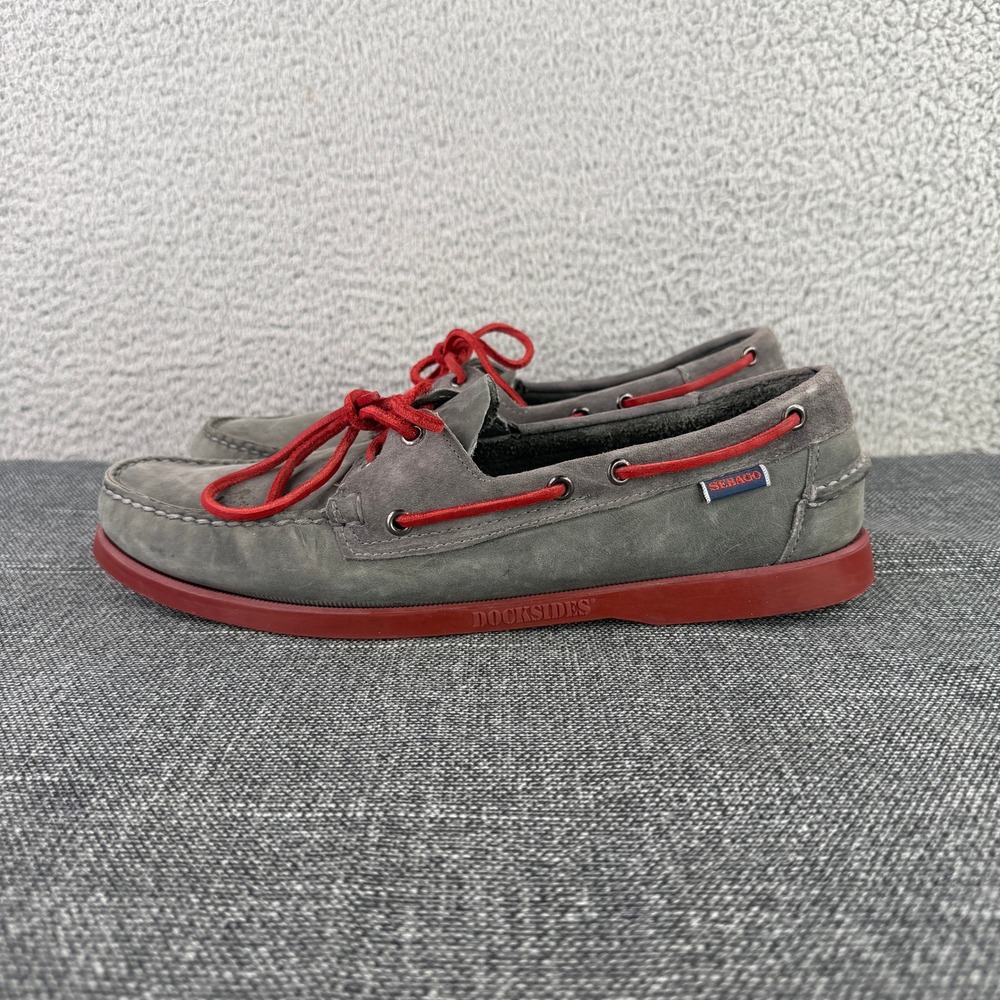 Ronnie Fieg x Sebago Docksides Men 12 Grey Red Nubuck Boat Shoes 98076147